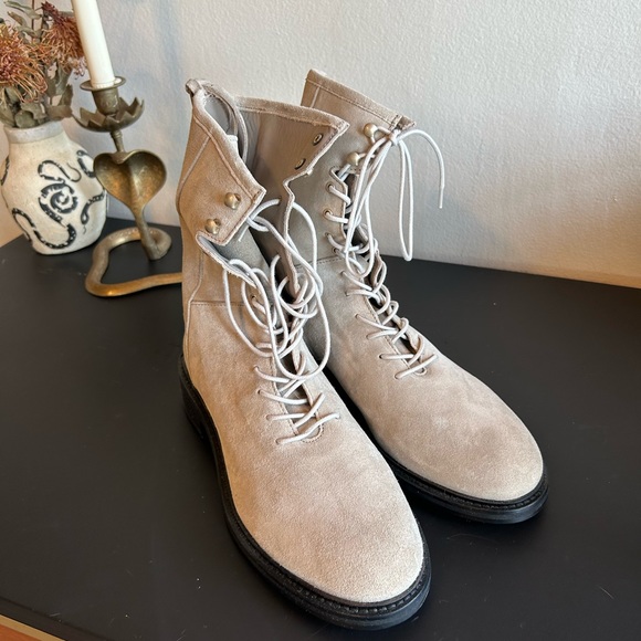 Gray misty suede all saints combat boots size 39 8.5 - Picture 5 of 5